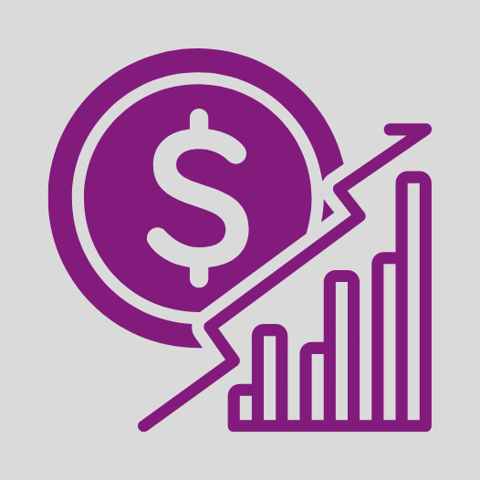 Moneta i rosnący wykres. Symbol tłumaczenia ekonomicznego.