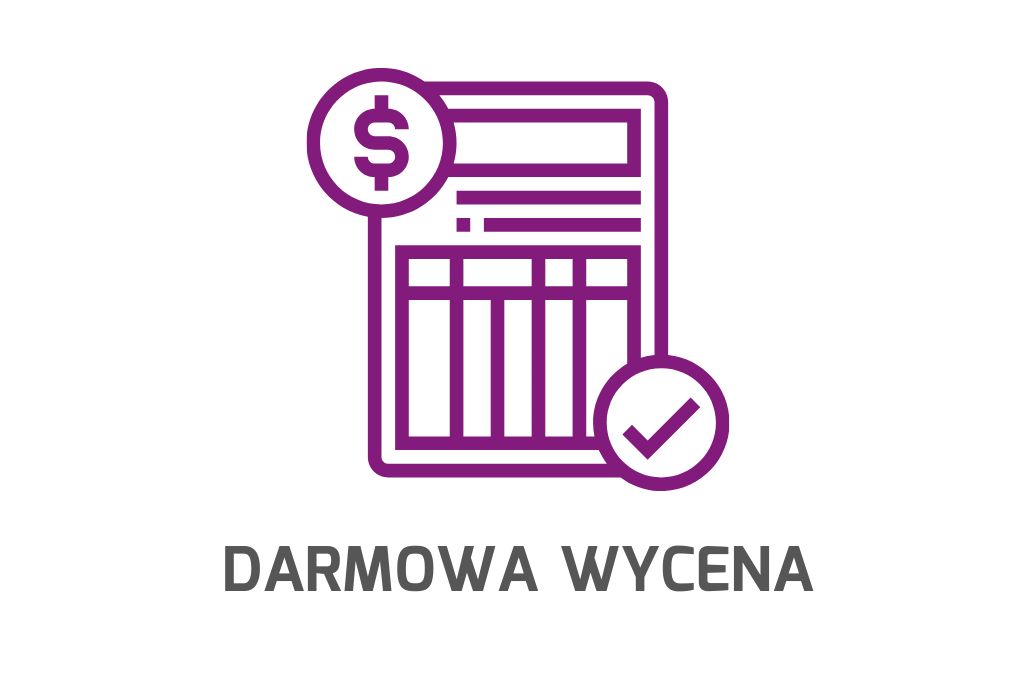 Kalkulator. Symbol darmowej wyceny. Na dole widoczny podpis "Darmowa wycena".
