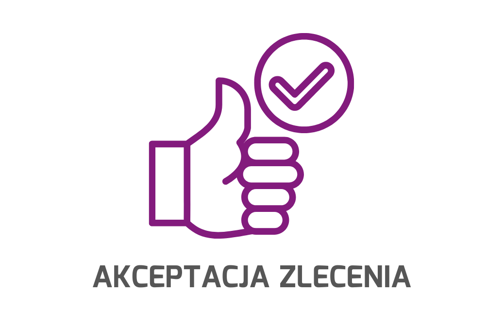 Łapka w górę. Symbol akceptacji zlecenia.